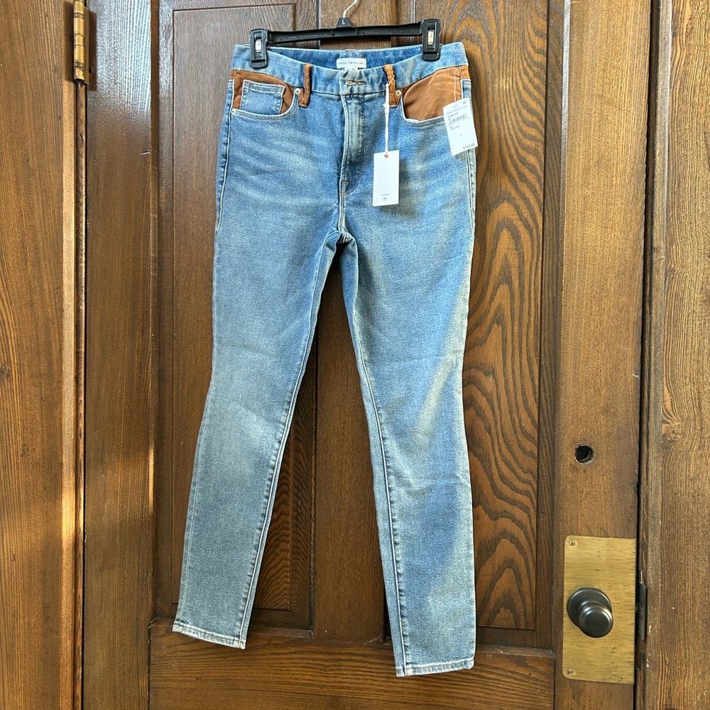 Blue and Brown Denim Jeans